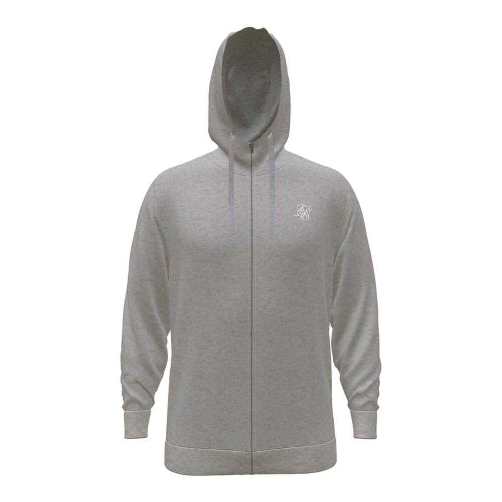 SikSilk Mens Regular Full Zip Hoodie / Grey Marl